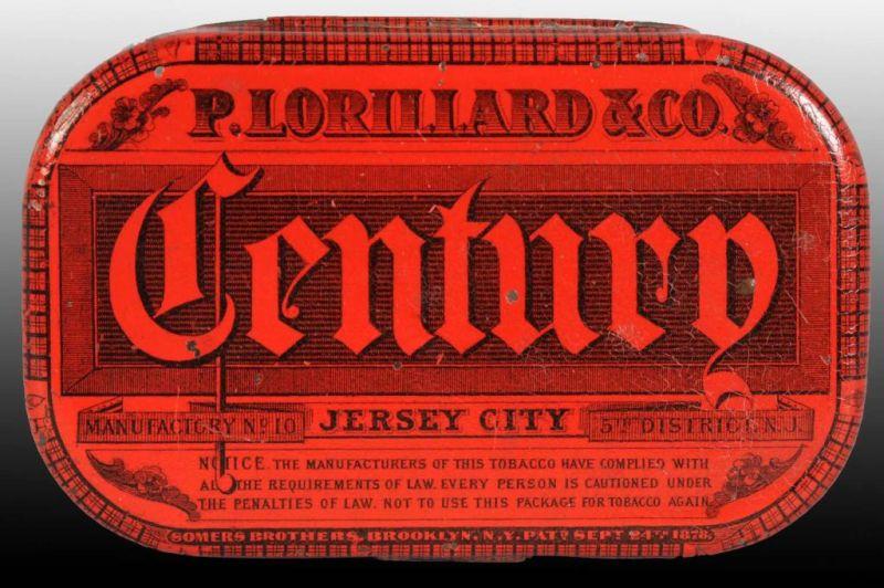 Appraisal: Century Flat Pocket Tobacco Tin Description Manufactured by P Lorillard