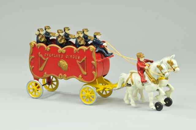 Appraisal: OVERLAND CIRCUS BAND WAGON Kenton cast iron horse drawn open