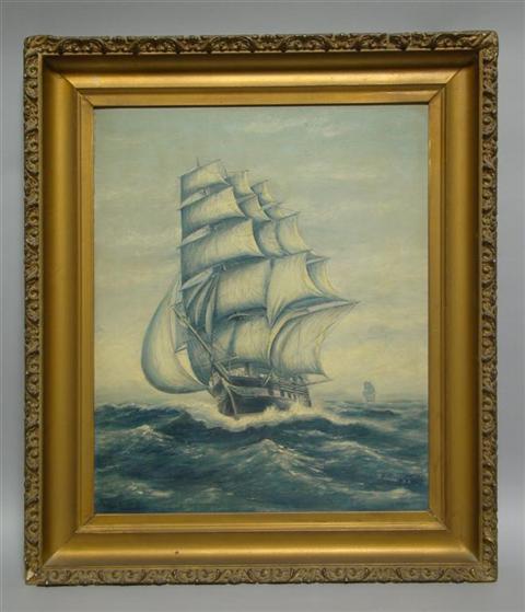 Appraisal: V LIND TALL SHIP Oil on board x in Framed