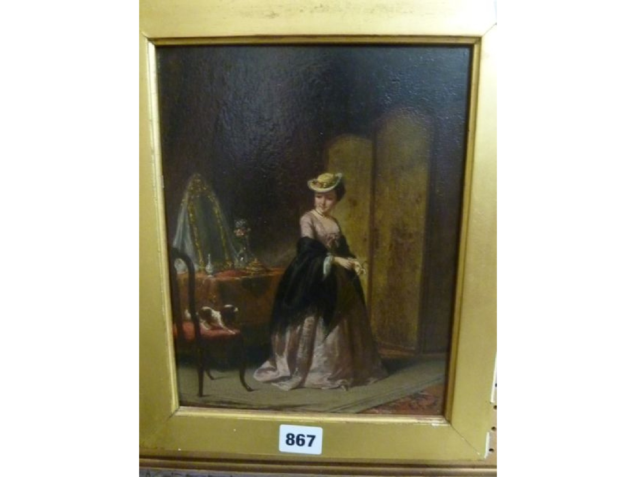 Appraisal: A th century oil painting on wooden panel showing an