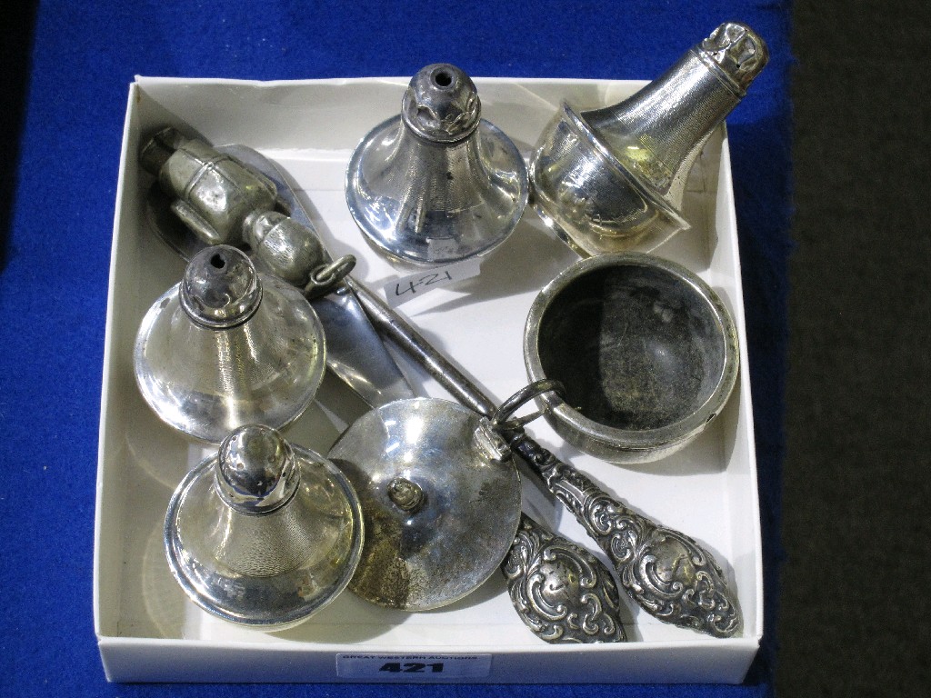 Appraisal: Lot comprising condiment set part baby rattle etc