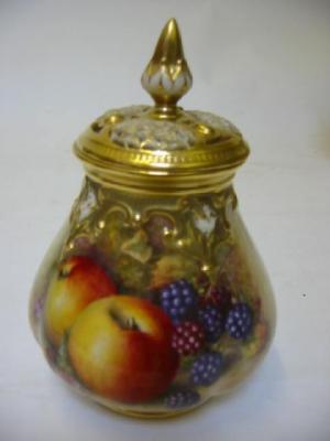 Appraisal: A ROYAL WORCESTER PORCELAIN POT POURRI VASE dated of lobed