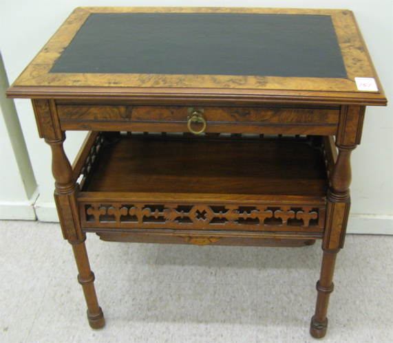 Appraisal: VICTORIAN WALNUT WRITING TABLE American c the rectangular -tier table