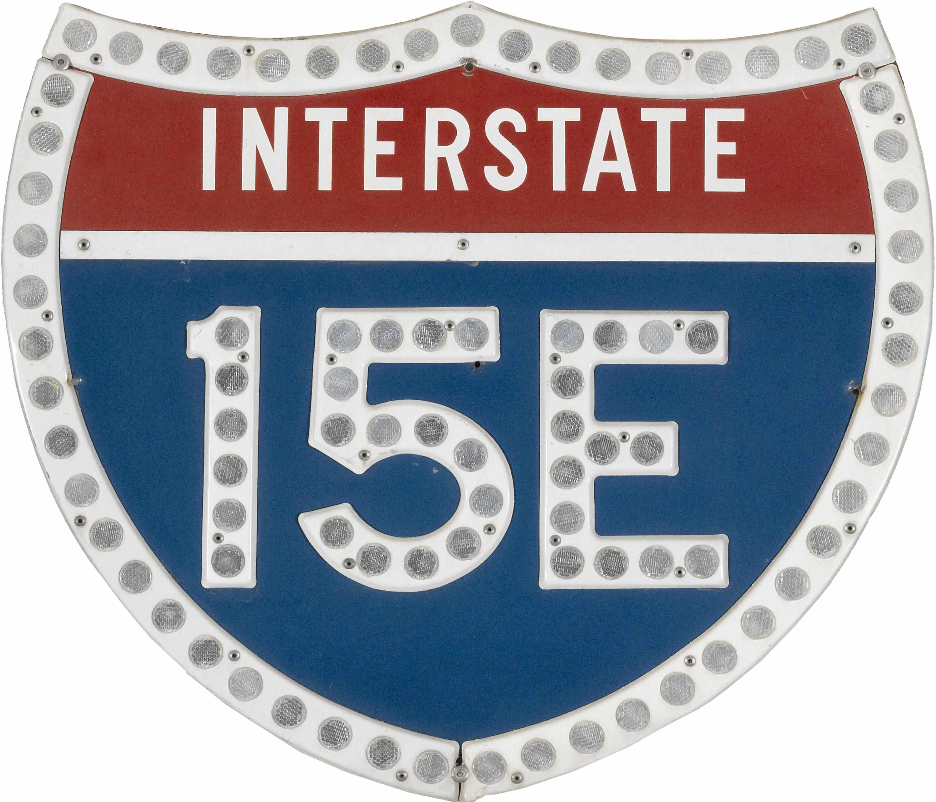 Appraisal: A 'reflecting' California interstate sign red white and blue painted