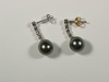 Appraisal: EARRINGS - Pair of South Sea black pearl and diamond