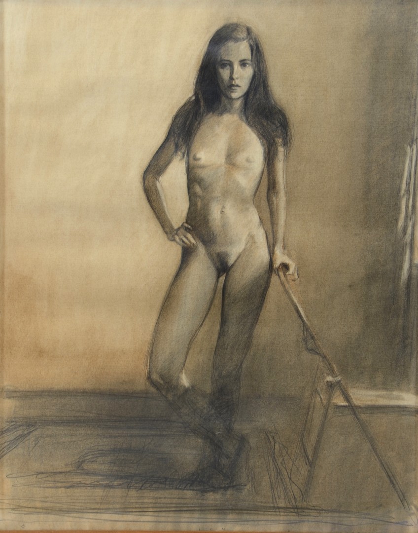 Appraisal: Bo Bartlett American b charcoal pencil and white conte on