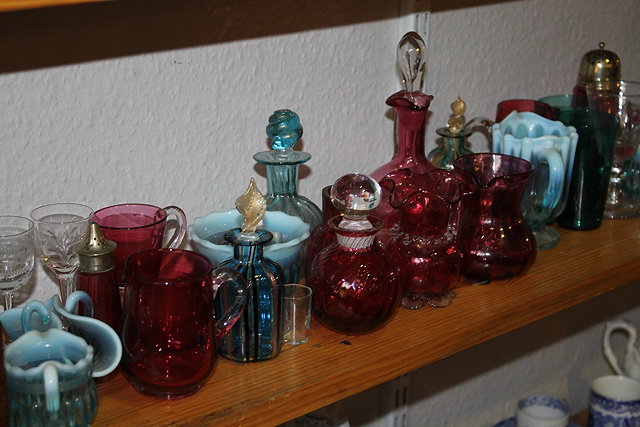 Appraisal: A COLLECTION OF VICTORIAN COLOURED GLASS WARE including scent bottles