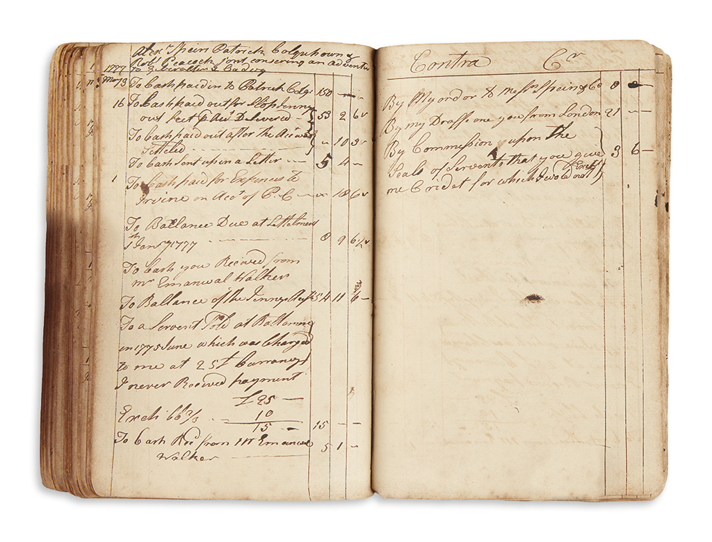 Appraisal: MARYLAND Ledger of shipping merchant Robert Peacock of Oxford Maryland