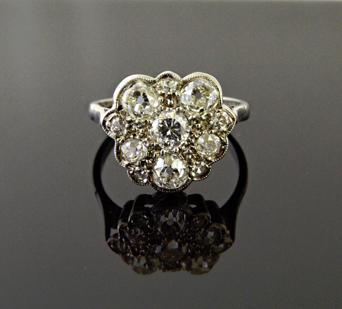 Appraisal: A white gold and platinum diamond set ring mounted with