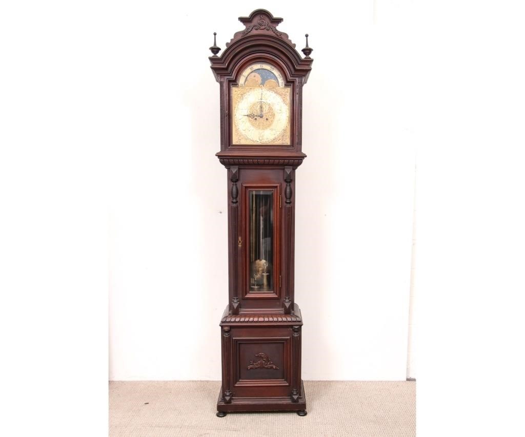 Appraisal: Empire mahogany style tall case clock by Hall Clock Co