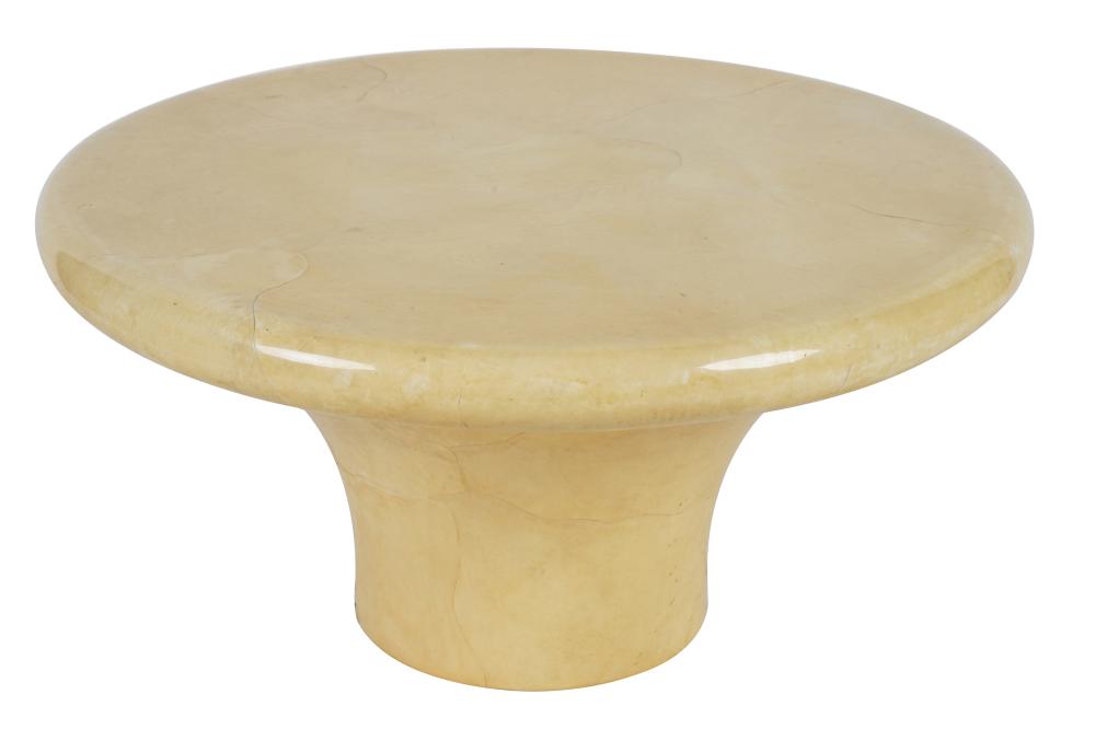 Appraisal: KARL SPRINGER 'MUSHROOM' LACQUERED PARCHMENT TABLEwith paper label to underside