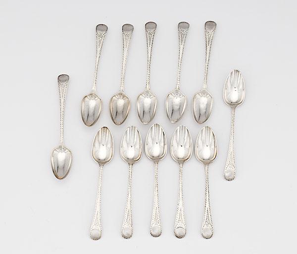 Appraisal: RICHARD CROSSLEY GEORGIAN SILVER COFFEE SPOONS TWELVE English mark of