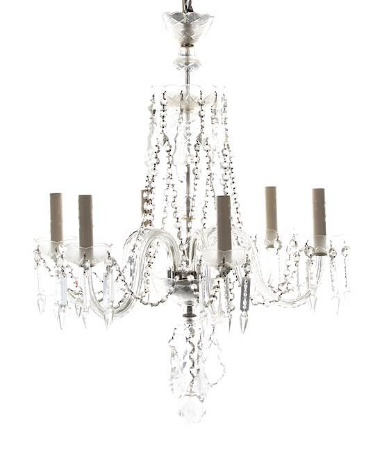 Appraisal: A George III Style Cut and Molded Glass Six-Light Chandelier