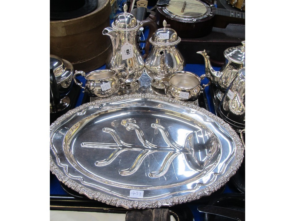 Appraisal: Tray lot of EP - tea service meat platter etc