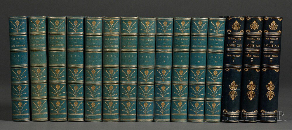 Appraisal: Decorative Leather Bindings Sets Fifteen Volumes The Duke of Saint-Simon's