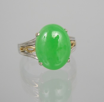 Appraisal: A Ladies' Jadeite and k Two-Tone Gold Ring k white