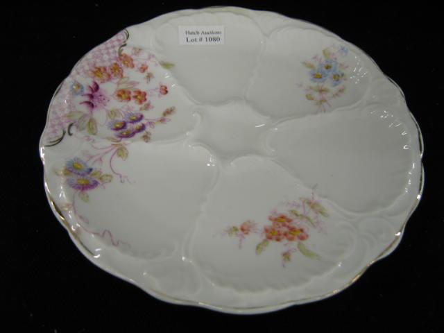 Appraisal: Victorian Porcelain Oyster Plate floral sprays gold trim circa excellent