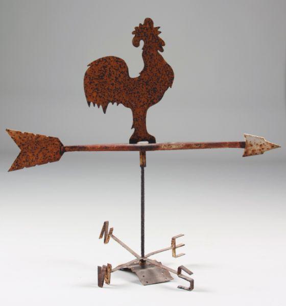 Appraisal: Crowing Cock Weathervane early th c sheet metal with strong