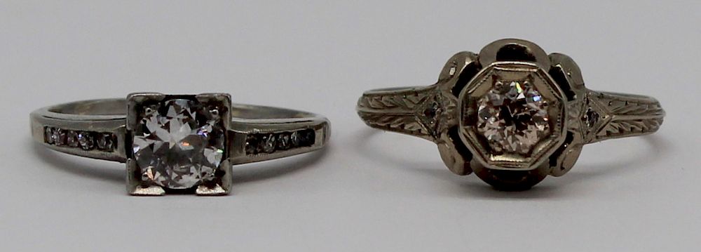 Appraisal: JEWELRY Antique Vintage Diamond Ring Grouping Includes an kt white