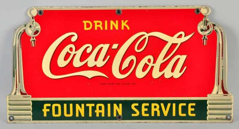 Appraisal: Masonite Coca-Cola Fountain Service Sign Description s Nice overall appearance