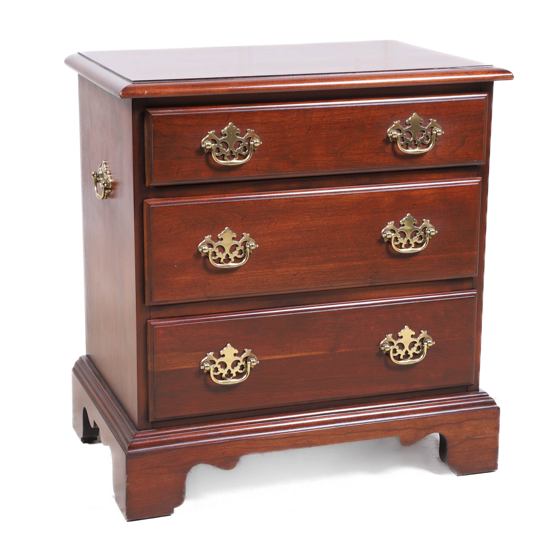 Appraisal: Mahogany -drawer nightstand brass hardware h x w x d