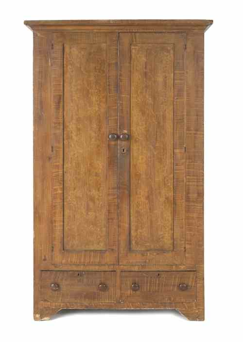 Appraisal: Pennsylvania painted poplar wardrobe mid th c retaining an old