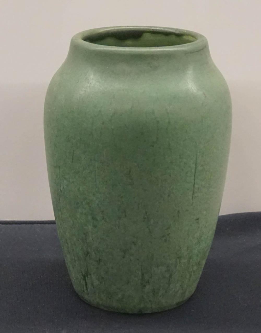 Appraisal: HAMPSHIRE MATTE GREEN GLAZE POTTERY VASE H IN CM Hampshire