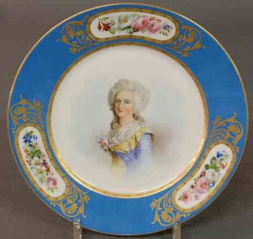 Appraisal: Sevres porcelain plate late th c the center panel with