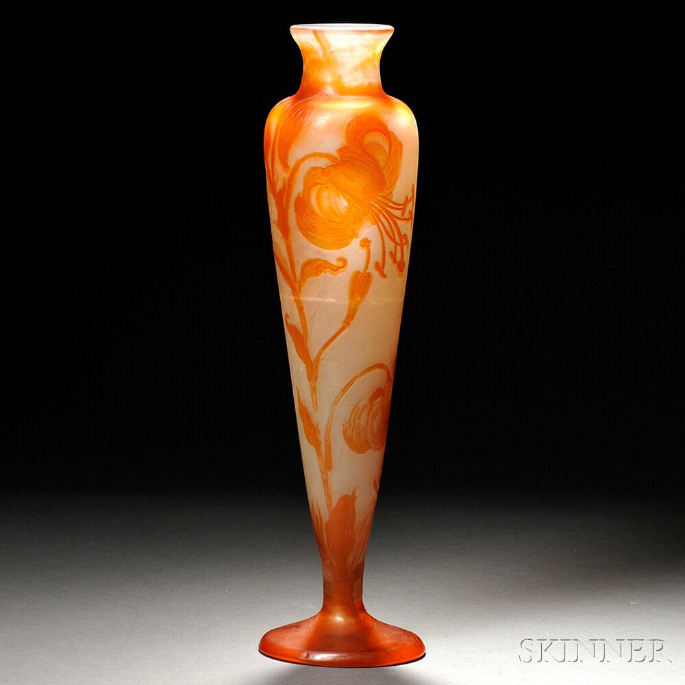 Appraisal: Galle Cameo Vase Art glass France early th century Decorated