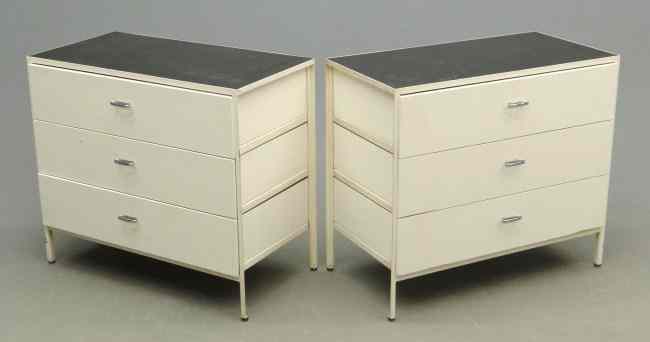 Appraisal: Pair labeled Herman Miller George Nelson Designed three drawer cabinets