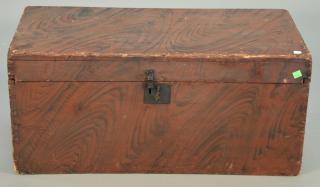 Appraisal: Primitive faux painted lift top chest ht wd dp