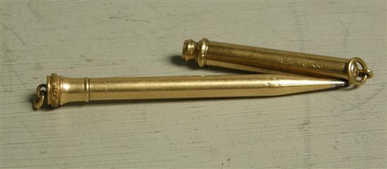 Appraisal: S Mordan Co carat gold three-draw propelling pencil marked '