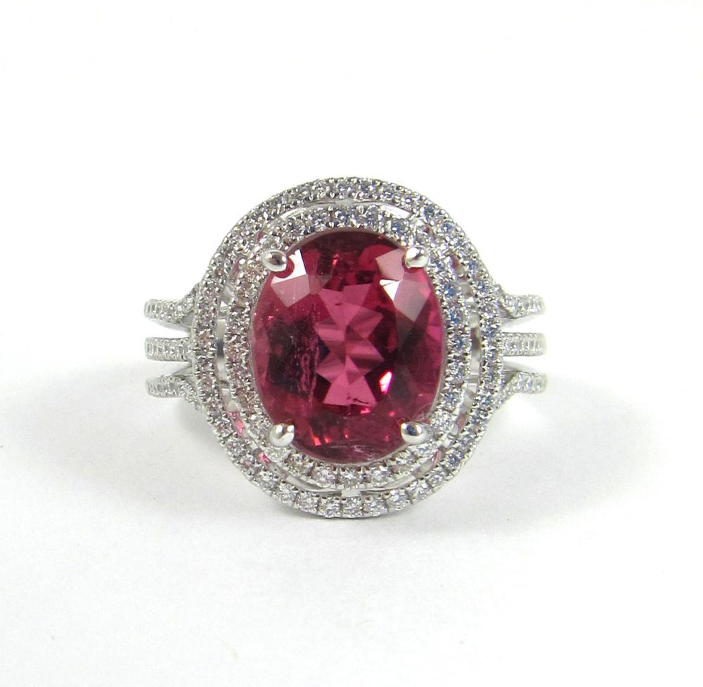 Appraisal: RUBELLITE TOURMALINE DIAMOND AND FOURTEEN KARAT GOLD RING The k