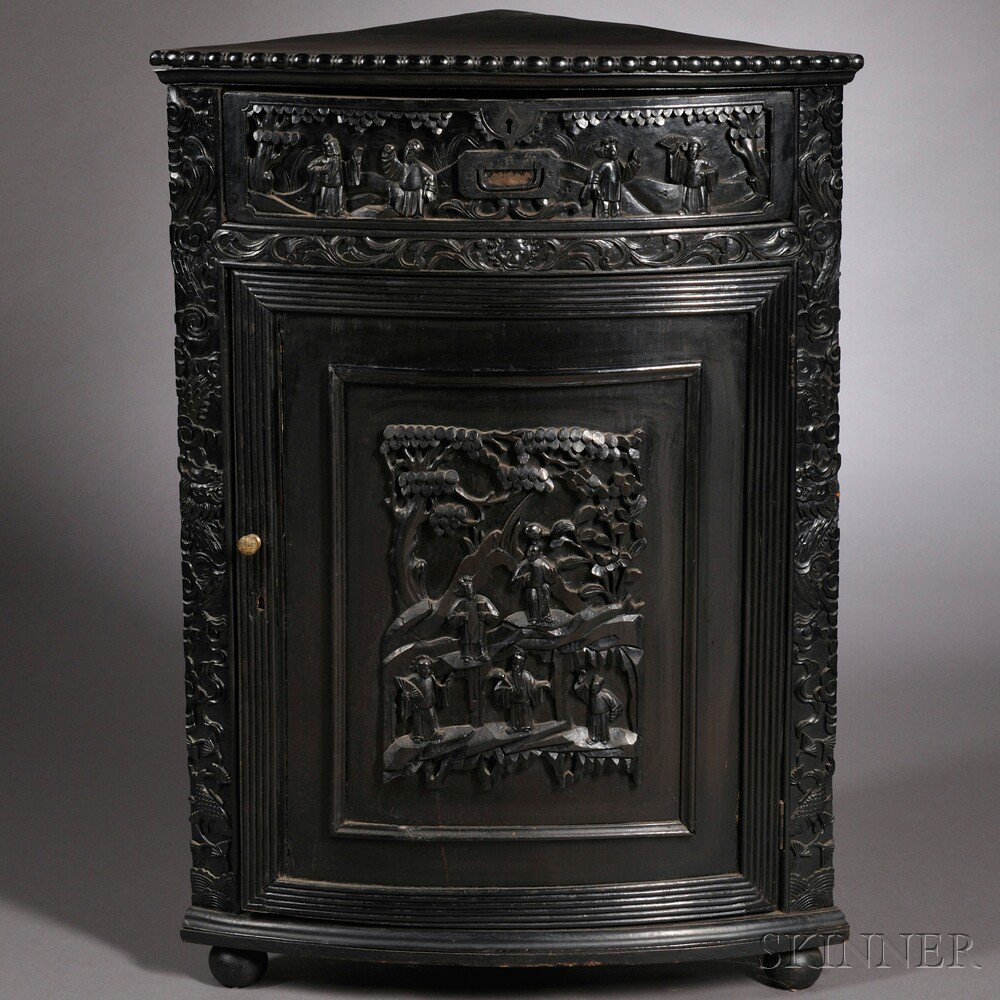 Appraisal: Export Corner Cabinet China th century one drawer over a