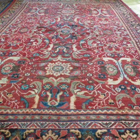 Appraisal: Mahal Persian Handmade Room Size Rug fine florals red filed