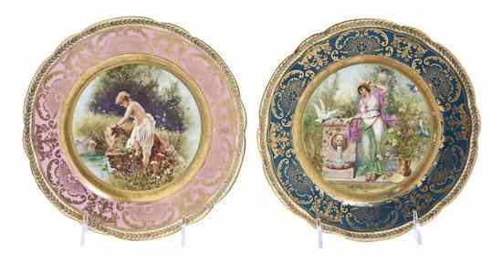 Appraisal: Two Austrian Cabinet Plates both with figural decoration Diameter inches