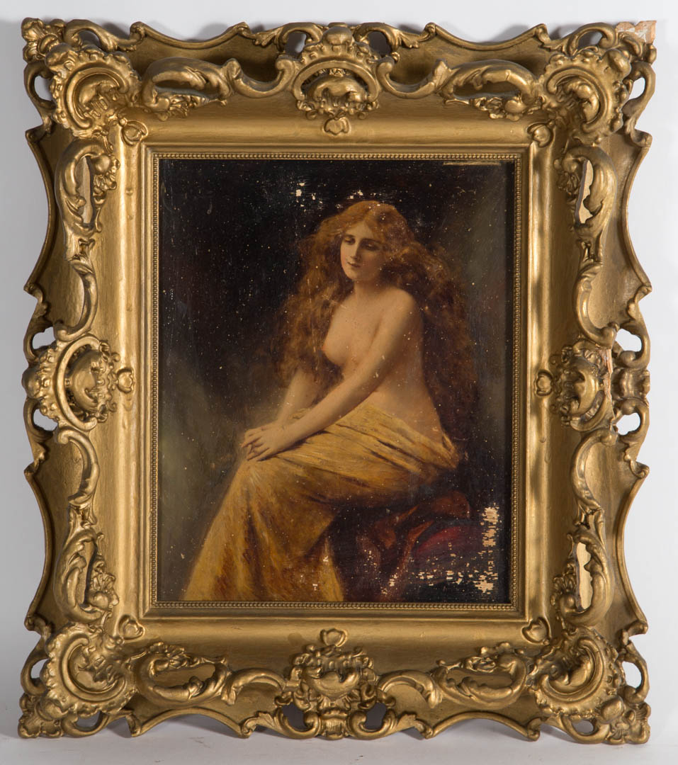 Appraisal: Framed paint-enhanced print of young beauty Undernumber