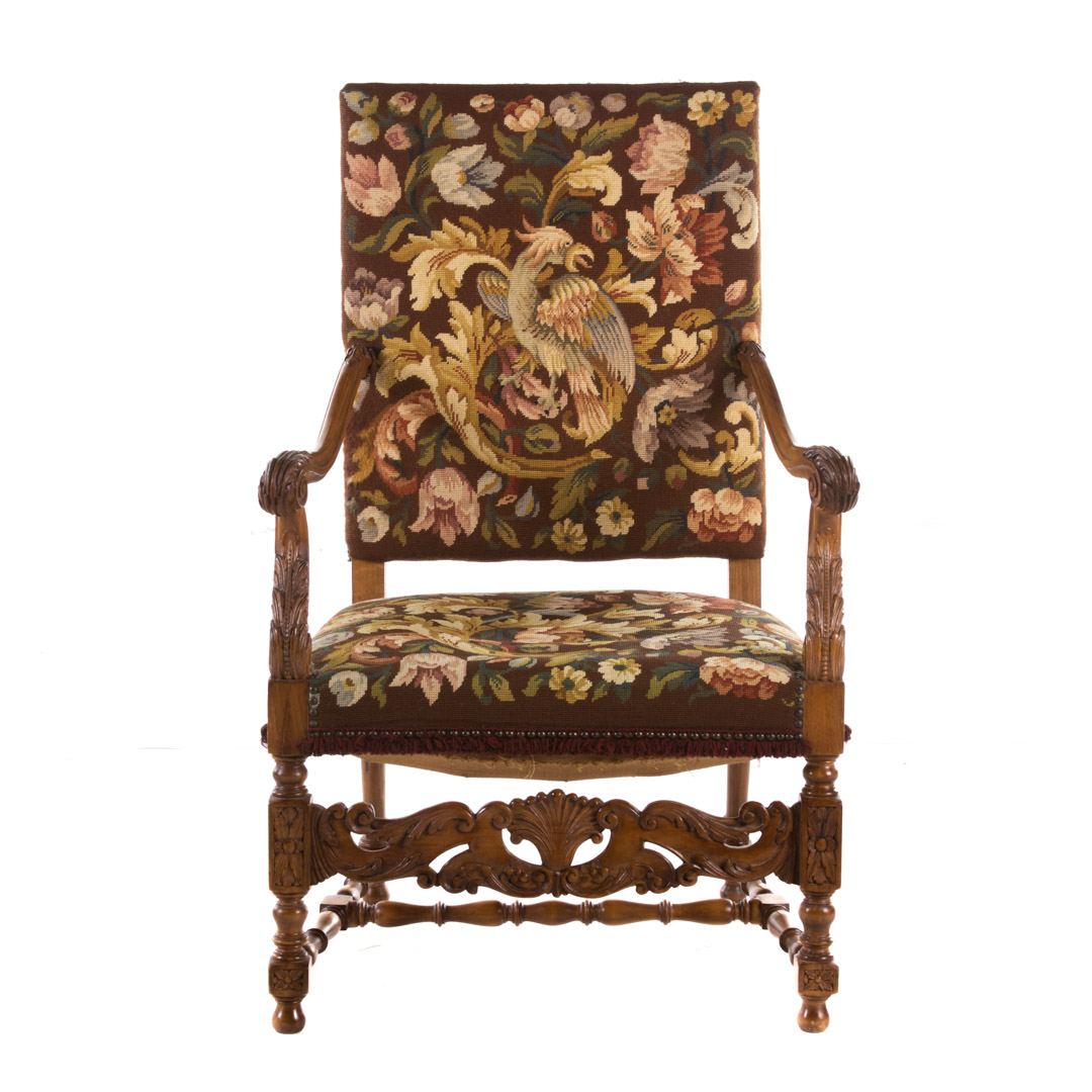 Appraisal: Charles II style upholstered armchair late th early th century