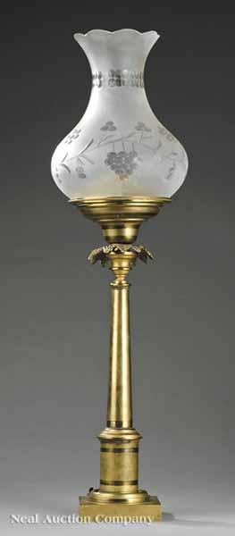 Appraisal: An American Classical Gilt Lacquered Brass and Bronze Solar Lamp