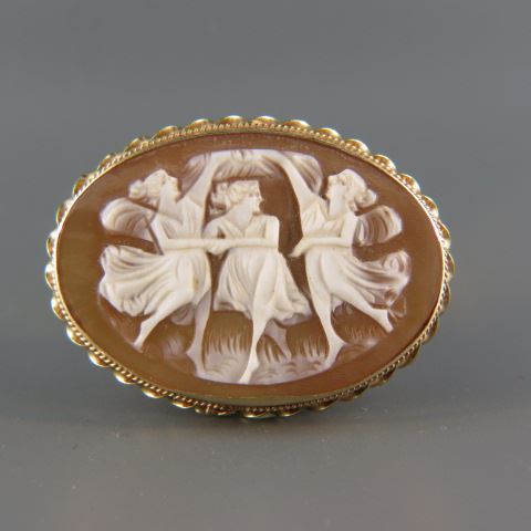 Appraisal: k Gold Cameo Pin or Pendant Three Graces