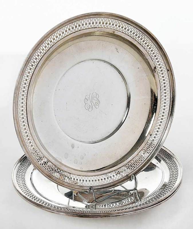 Appraisal: Three Matching Sterling Plates American th century round with openwork