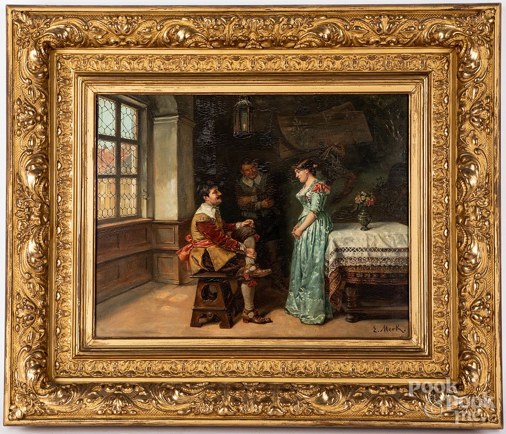 Appraisal: Eduard Merk oil on panel interior scene Eduard Merk German