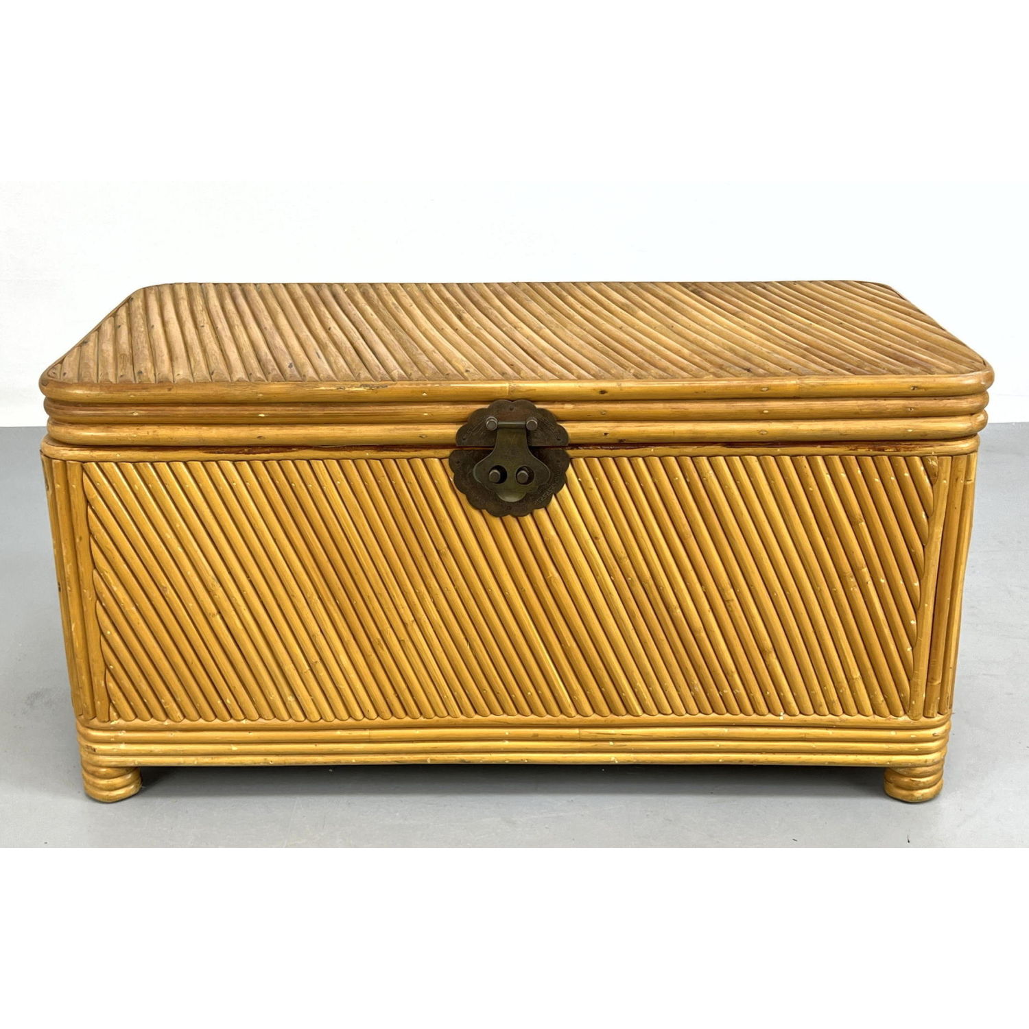 Appraisal: Asian Style Bamboo Rattan Trunk Chest Miami Modern Dimensions H