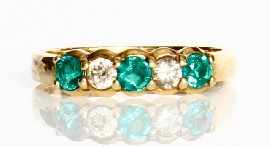 Appraisal: A ct gold green stone and two diamond ring estimated