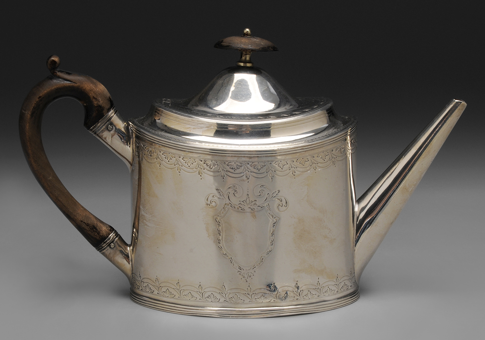 Appraisal: Bateman George III English Silver Coffeepot London oval body with