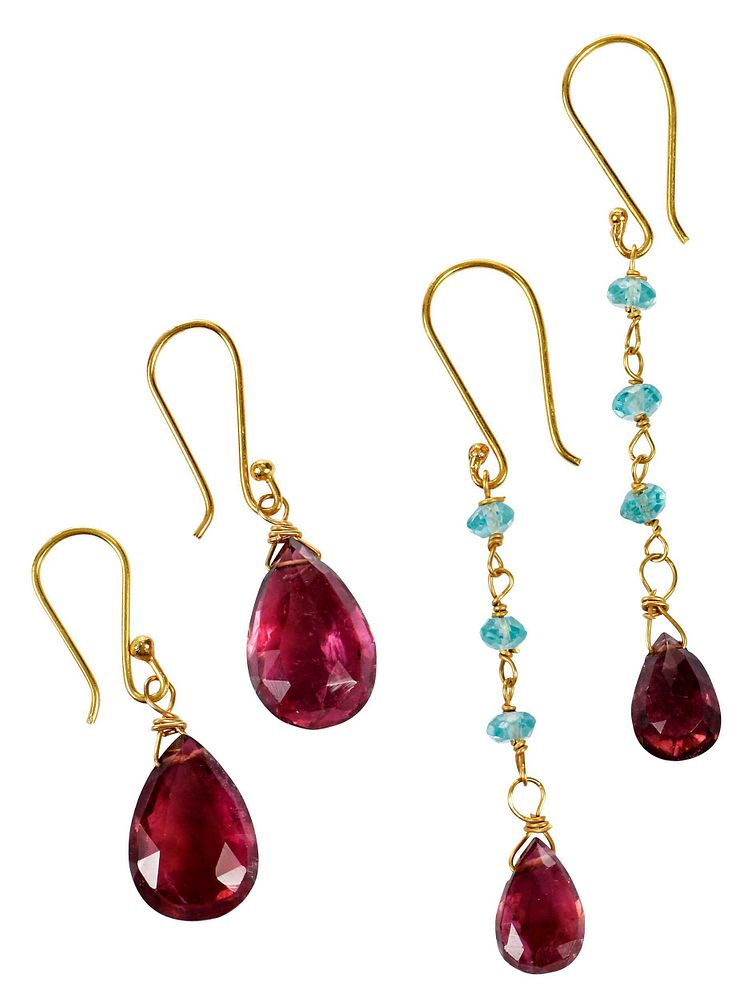 Appraisal: Two Pairs kt Gemstone Earrings one pair with tourmaline and