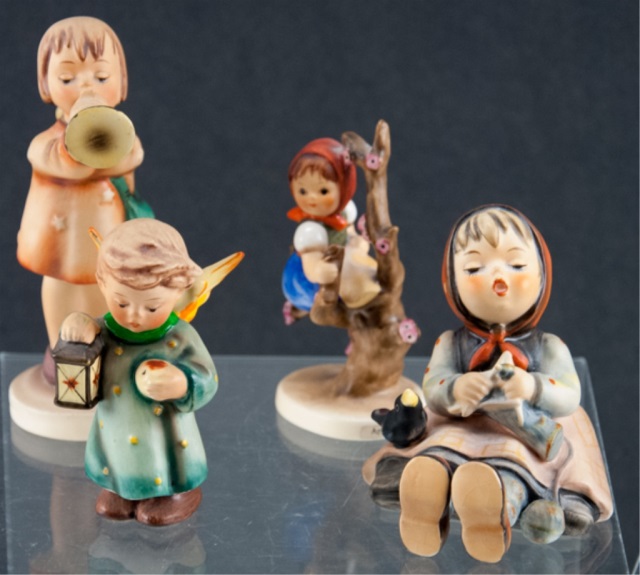 Appraisal: Four Hummel Figures To include four Hummel figures Apple tree