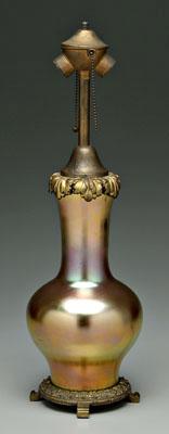 Appraisal: Steuben lamp baluster form glass vase ormolu mounts original lamp