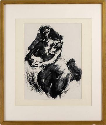 Appraisal: GEORGE SEGAL - UNTITLED FIGURE STUDY Ink and wash drawing