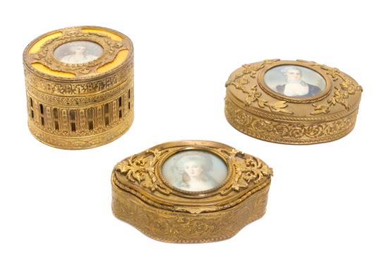 Appraisal: Sale Lot Three French Gilt Metal Table Boxes th century